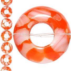 18pc 15x7mm, 6mm Hole Shell Glass Spacer Orange JF1110