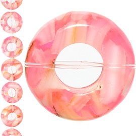 18pc 15x7mm, 6mm Hole Shell Glass Spacer Pink JF1111