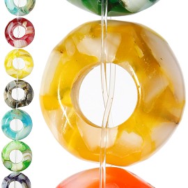 18pc 15x7mm, 6mm Hole Shell Glass Spacer Mix Colors JF1119