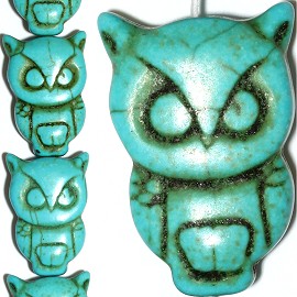 14pc 30x20x9mm Earth Stone Owl Spacer Turquoise JF1163