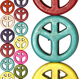 14pc 30x5mm Earth Stone Peace Sign Spacer Mix Color JF1217