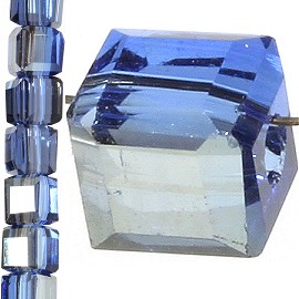 98pc 3mm Crystal Cube Bead Spacer Blue Silver Aura JF1313