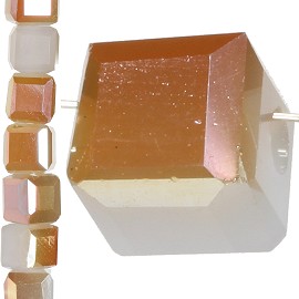 98pc 4mm Crystal Cube Bead Spacer Dark White Orange Gold JF1323