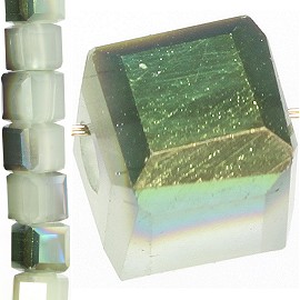 98pc 4mm Crystal Cube Bead Spacer White Teal JF1324