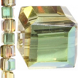 98pc 4mm Crystal Cube Bead Spacer Tan Teal Aura JF1325