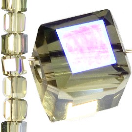 98pc 4mm Crystal Cube Bead Spacer Dark Tan Aura JF1326