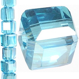 98pc 4mm Crystal Cube Bead Spacer Turquoise Silver Aura JF1333