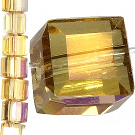 98pc 6mm Crystal Cube Bead Spacer Lt Gold Mix Aura JF1349