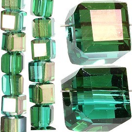 98pc 6mm Crystal Cube Bead Spacer Dark Teal Mix Aura JF1352