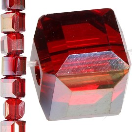 98pc 6mm Crystal Cube Bead Spacer Red Gold Aura JF1357