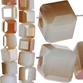 98pc 4mm Crystal Cube Bead Spacer Gray Orange Aura JF1362