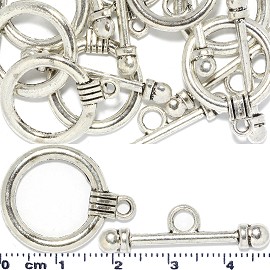 8 Pairs Connecting Ends Clasp Toggle Circle Silver JF1374