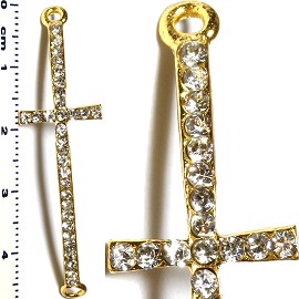 1pc 52mm Rhinestone Cross Spacer Jewelry Part Gold JF1408