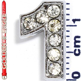 Rhinestone Spacer 7/16" Opening-Hole Number - 1 - Silver JF1417
