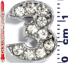 Rhinestone Spacer 7/16" Opening-Hole Number - 3 - Silver JF1419
