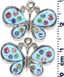 2pc Rhinestone Spacer Butterfly Turquoise Multi Color JF1478