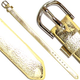 4pc 8"x7/16" Letter Band Bracelet Leather Gold JF1495