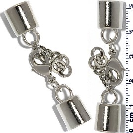 2 Pairs Clasp Converter Ends Chains Silver JF1621