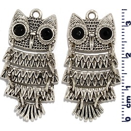 2pc Owl Spacer Jewelry Part Silver JF1664