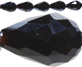 50pcs Crystal Teardrop Spacers 16x10mm Black JF167