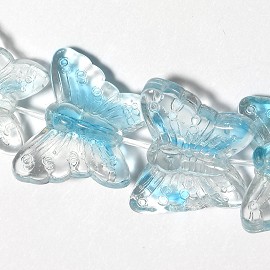 45pcs Glass Spacer Butterfly 15x13x3mm Clear/Sky Blue JF1803