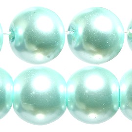 80pc 10mm Faux Pearl Smooth Bead Shiny Light Turquoise JF1850