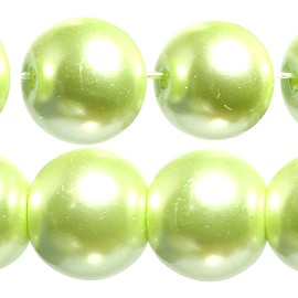 80pc 10mm Faux Pearl Smooth Bead Shiny LT Lime Yellow JF1851