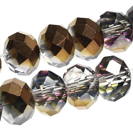 50Pcs 8mm Crystal Beads Brown Clear JF1902