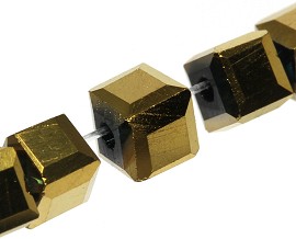 100pcs 4mm Cube Crystal Bead Spacer Gold Solid JF1947