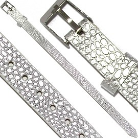 4pc 8"x 7/16" Letter Band Bracelet silver JF2023