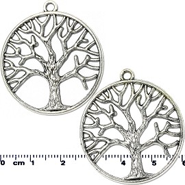 2 pcs Circle Tree Of Life Silver Tone Jewelry Spacer Part JF2033