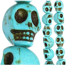 27pcs 15x14x12mm Skull Earth Stone Spacer Turquoise JF2034