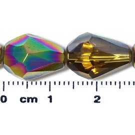 26pc 13x10mm Teardrop Crystal Spacer Bead AB Gold JF2064