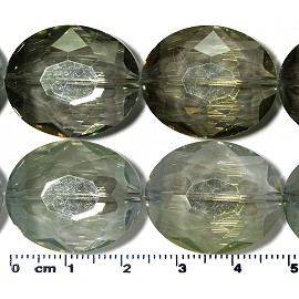 15pc 24x20x11mm Oval Crystal Glass Bead Light Amber Shine JF2070