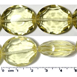 15pc 24x20x11mm Oval Crystal Glass Bead Light Yellow JF2071