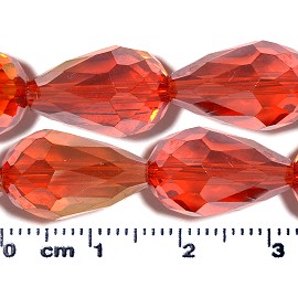 50pc 16x10mm Teardrop Crystal Glass Bead Red Orange AB JF2077