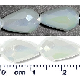 60pc 12x8mm Teardrop Crystal Glass Bead White Shiny AB JF2079