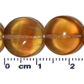 32pc 12x6mm Stone Smooth Coin Bead Spacer Amber JF2154