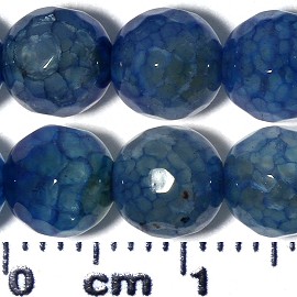 60pc 6mm Stone Cut Ball Bead Spacer Vain Blue JF2169