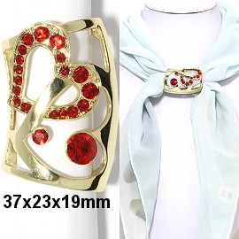 1pc Scarf Ring Pendant Spacer Part Rhinestone Red Gold JF2248