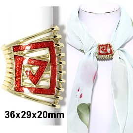 1pc Scarf Ring Pendant Spacer Part Rhinestone Red Gold JF2251