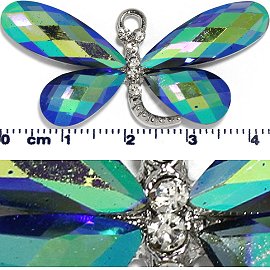 Crystal Spacer Rhinestone Dragonfly Teal Blue Aura JF261