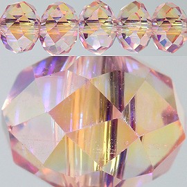 85pc 6mm Spacer Crystal Pink Aura Borealis JF276