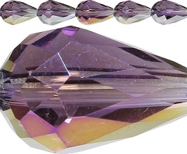 60pc 12x8mm Spacer Crystal Tear Purple Aura JF324