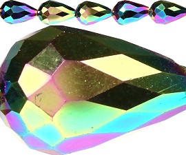 50pc 16x10mm Spacer Crystal Tear Green Purple Aura JF340