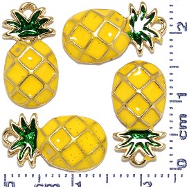 4pcs Metallic Pendant Pineapple Spacer Yellow Green Gold JF488