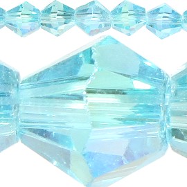 120pc 4mm Bicone Crystal Beads Sky Blue Aura JF519