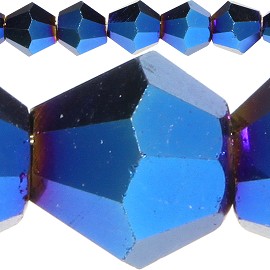 120pc 4mm Bicone Crystal Beads Solid Electric Blue JF524