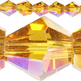 50pc 6mm Bicone Crystal Beads Gold Aura JF548