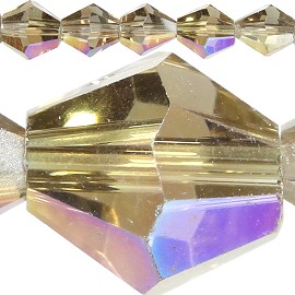 50pc 6mm Bicone Crystal Beads Tan Aura JF554